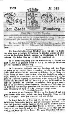 Tag-Blatt der Stadt Bamberg (Bamberger Tagblatt) Dienstag 20. Dezember 1859