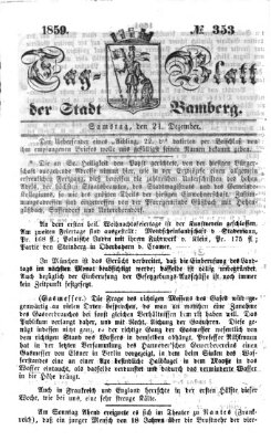 Tag-Blatt der Stadt Bamberg (Bamberger Tagblatt) Samstag 24. Dezember 1859