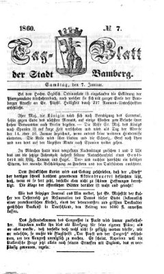 Tag-Blatt der Stadt Bamberg (Bamberger Tagblatt) Samstag 7. Januar 1860