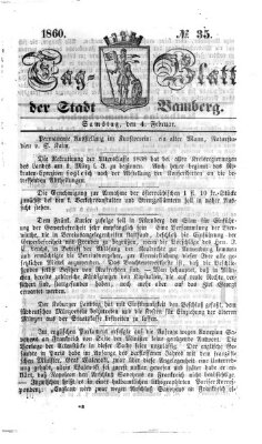 Tag-Blatt der Stadt Bamberg (Bamberger Tagblatt) Samstag 4. Februar 1860