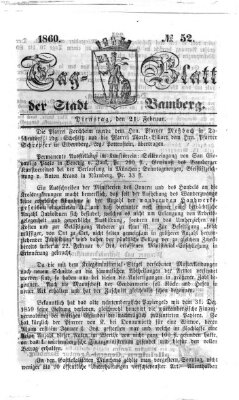 Tag-Blatt der Stadt Bamberg (Bamberger Tagblatt) Dienstag 21. Februar 1860