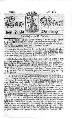 Tag-Blatt der Stadt Bamberg (Bamberger Tagblatt) Samstag 25. Februar 1860