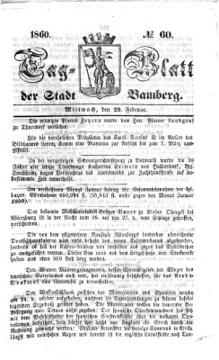 Tag-Blatt der Stadt Bamberg (Bamberger Tagblatt) Mittwoch 29. Februar 1860