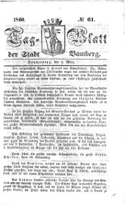 Tag-Blatt der Stadt Bamberg (Bamberger Tagblatt) Donnerstag 1. März 1860