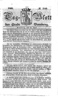 Tag-Blatt der Stadt Bamberg (Bamberger Tagblatt) Samstag 21. April 1860