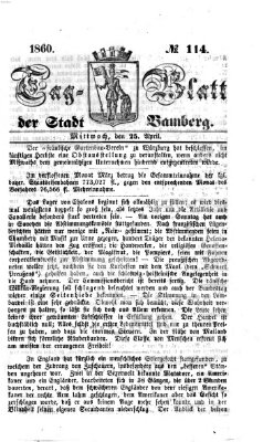 Tag-Blatt der Stadt Bamberg (Bamberger Tagblatt) Mittwoch 25. April 1860