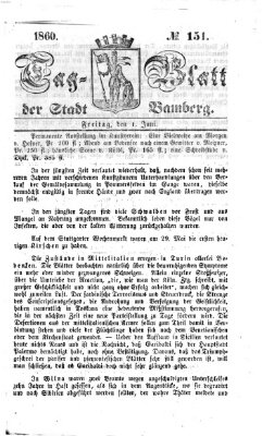 Tag-Blatt der Stadt Bamberg (Bamberger Tagblatt) Freitag 1. Juni 1860