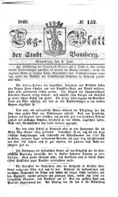 Tag-Blatt der Stadt Bamberg (Bamberger Tagblatt) Samstag 2. Juni 1860