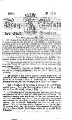 Tag-Blatt der Stadt Bamberg (Bamberger Tagblatt) Donnerstag 21. Juni 1860