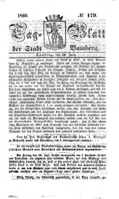 Tag-Blatt der Stadt Bamberg (Bamberger Tagblatt) Samstag 30. Juni 1860