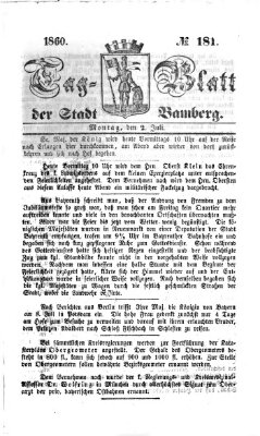 Tag-Blatt der Stadt Bamberg (Bamberger Tagblatt) Montag 2. Juli 1860