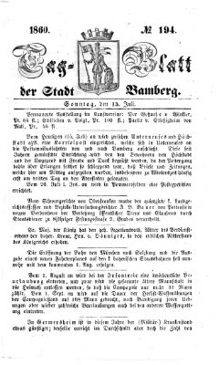 Tag-Blatt der Stadt Bamberg (Bamberger Tagblatt) Sonntag 15. Juli 1860