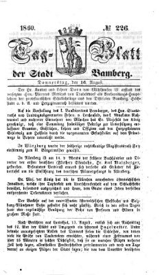 Tag-Blatt der Stadt Bamberg (Bamberger Tagblatt) Donnerstag 16. August 1860