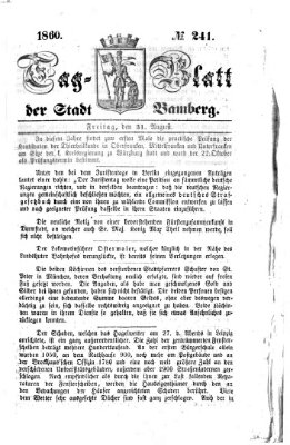 Tag-Blatt der Stadt Bamberg (Bamberger Tagblatt) Freitag 31. August 1860