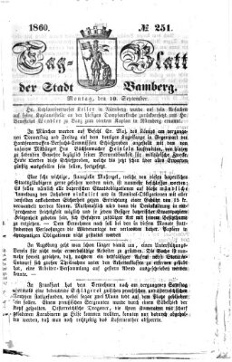 Tag-Blatt der Stadt Bamberg (Bamberger Tagblatt) Montag 10. September 1860