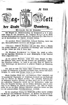 Tag-Blatt der Stadt Bamberg (Bamberger Tagblatt) Mittwoch 12. September 1860