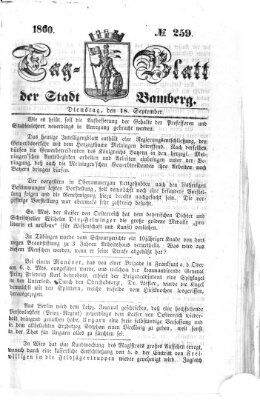 Tag-Blatt der Stadt Bamberg (Bamberger Tagblatt) Dienstag 18. September 1860