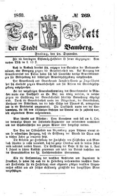 Tag-Blatt der Stadt Bamberg (Bamberger Tagblatt) Freitag 28. September 1860