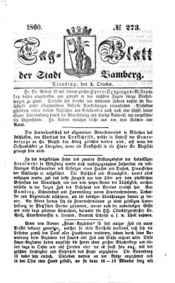 Tag-Blatt der Stadt Bamberg (Bamberger Tagblatt) Dienstag 2. Oktober 1860