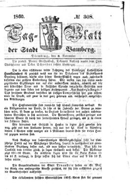 Tag-Blatt der Stadt Bamberg (Bamberger Tagblatt) Dienstag 6. November 1860