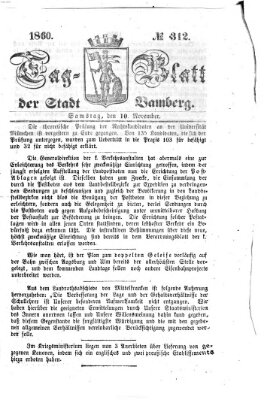 Tag-Blatt der Stadt Bamberg (Bamberger Tagblatt) Samstag 10. November 1860