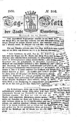 Tag-Blatt der Stadt Bamberg (Bamberger Tagblatt) Mittwoch 14. November 1860