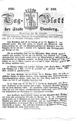 Tag-Blatt der Stadt Bamberg (Bamberger Tagblatt) Samstag 24. November 1860