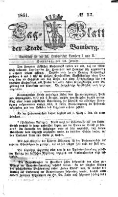 Tag-Blatt der Stadt Bamberg (Bamberger Tagblatt) Sonntag 13. Januar 1861