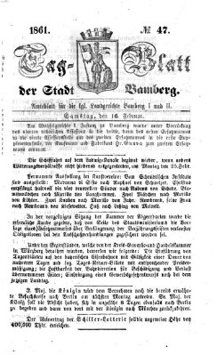 Tag-Blatt der Stadt Bamberg (Bamberger Tagblatt) Samstag 16. Februar 1861