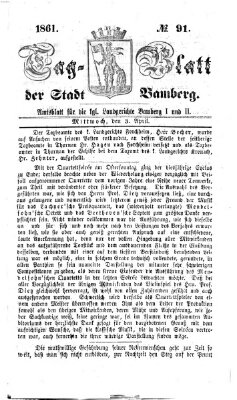 Tag-Blatt der Stadt Bamberg (Bamberger Tagblatt) Mittwoch 3. April 1861