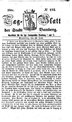 Tag-Blatt der Stadt Bamberg (Bamberger Tagblatt) Samstag 29. Juni 1861