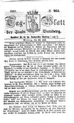 Tag-Blatt der Stadt Bamberg (Bamberger Tagblatt) Montag 29. Juli 1861