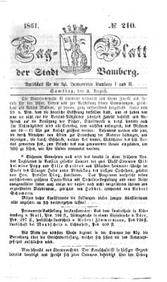 Tag-Blatt der Stadt Bamberg (Bamberger Tagblatt) Samstag 3. August 1861