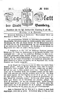 Tag-Blatt der Stadt Bamberg (Bamberger Tagblatt) Freitag 6. September 1861