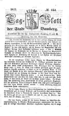 Tag-Blatt der Stadt Bamberg (Bamberger Tagblatt) Freitag 13. September 1861