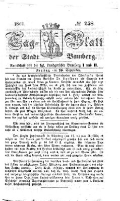 Tag-Blatt der Stadt Bamberg (Bamberger Tagblatt) Freitag 20. September 1861