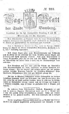 Tag-Blatt der Stadt Bamberg (Bamberger Tagblatt) Mittwoch 25. September 1861