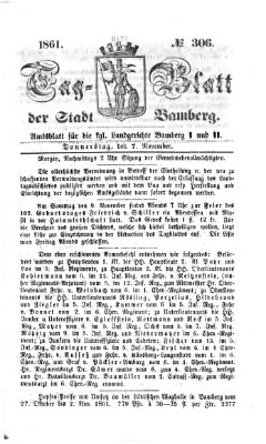 Tag-Blatt der Stadt Bamberg (Bamberger Tagblatt) Donnerstag 7. November 1861