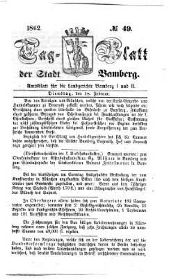 Tag-Blatt der Stadt Bamberg (Bamberger Tagblatt) Dienstag 18. Februar 1862