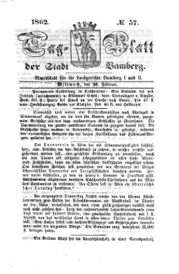 Tag-Blatt der Stadt Bamberg (Bamberger Tagblatt) Mittwoch 26. Februar 1862