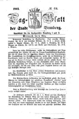 Tag-Blatt der Stadt Bamberg (Bamberger Tagblatt) Mittwoch 5. März 1862