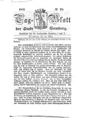 Tag-Blatt der Stadt Bamberg (Bamberger Tagblatt) Dienstag 11. März 1862