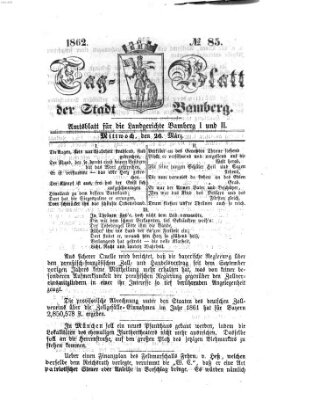 Tag-Blatt der Stadt Bamberg (Bamberger Tagblatt) Mittwoch 26. März 1862