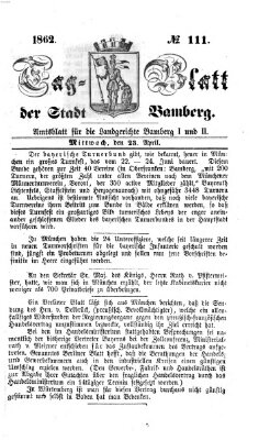 Tag-Blatt der Stadt Bamberg (Bamberger Tagblatt) Mittwoch 23. April 1862