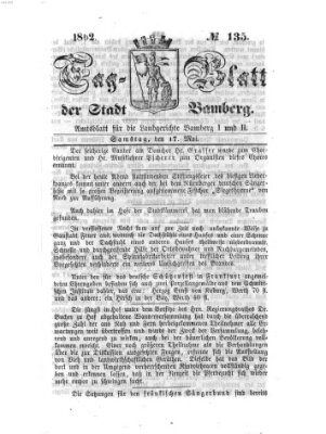 Tag-Blatt der Stadt Bamberg (Bamberger Tagblatt) Samstag 17. Mai 1862