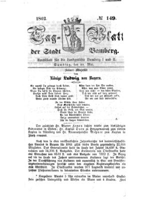 Tag-Blatt der Stadt Bamberg (Bamberger Tagblatt) Samstag 31. Mai 1862