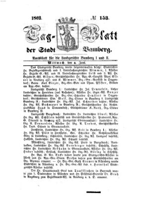 Tag-Blatt der Stadt Bamberg (Bamberger Tagblatt) Mittwoch 4. Juni 1862