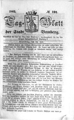 Tag-Blatt der Stadt Bamberg (Bamberger Tagblatt) Dienstag 15. Juli 1862