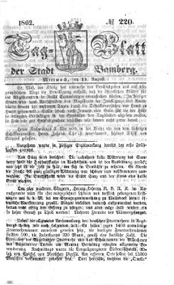 Tag-Blatt der Stadt Bamberg (Bamberger Tagblatt) Mittwoch 13. August 1862