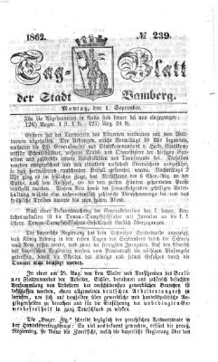 Tag-Blatt der Stadt Bamberg (Bamberger Tagblatt) Montag 1. September 1862